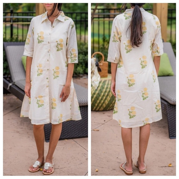 all in the detail Dresses & Skirts - All In The Detail Brianna Floral shirt Dress Light yellow 33435
